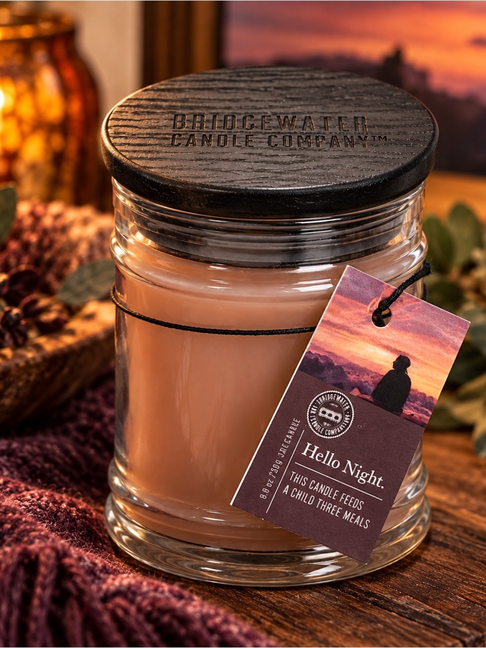 NWT Bridgewater Candle Company Hello Night 8.8 oz Jar Candle